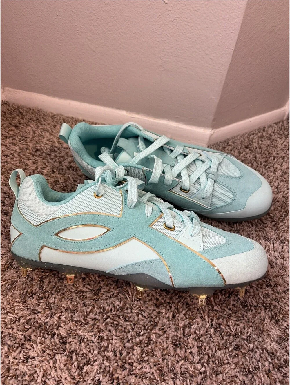 Under Armour Yard Icon MT Metal Baseball Cleats Size 15 Green/Gold 6012731-791